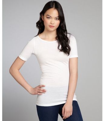 Rebecca Beeson White Cotton Blend Short Sleeve Tshirt - Lyst