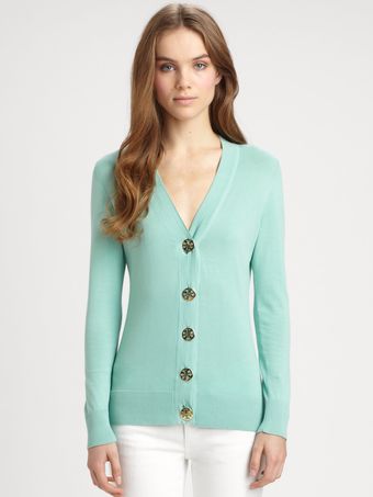 Tory Burch Simone Cotton Cardigan Sweater - Lyst