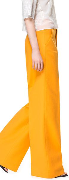 orange trousers zara