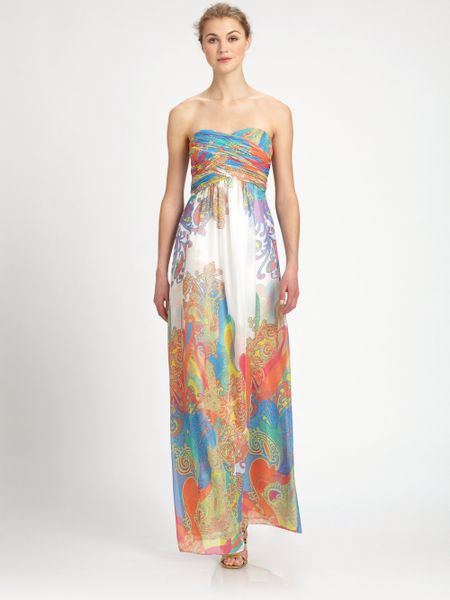 aidan mattox strapless embroidered gown