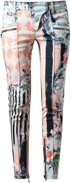 Balmain Baroque Floral Printed Denim Jeans - Lyst