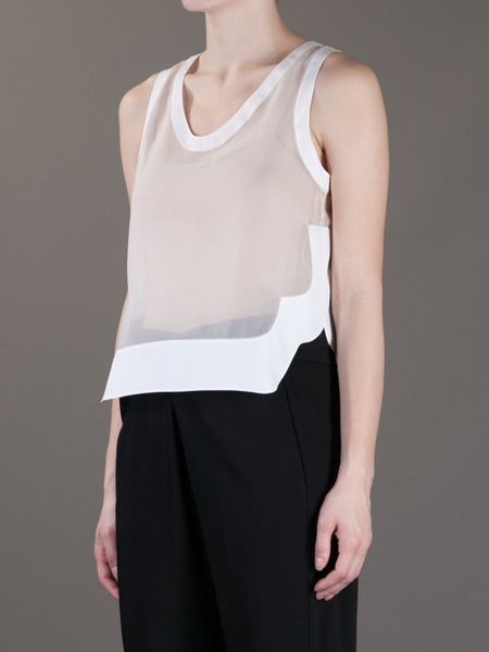 Chloé Sheer Cropped Tank Top In White Lyst 6934