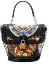 Dolce & Gabbana Print Raffia Bucket Tote
