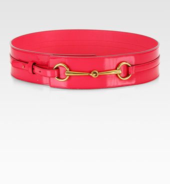 Gucci Patent Leather Horsebit Belt - Lyst