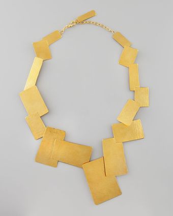Herve Van Der Straeten Mmered Gold Geometric Necklace - Lyst