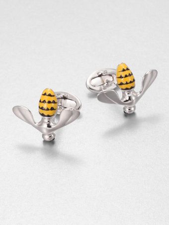 Jan Leslie Enameled Bee Cuff Links - Lyst