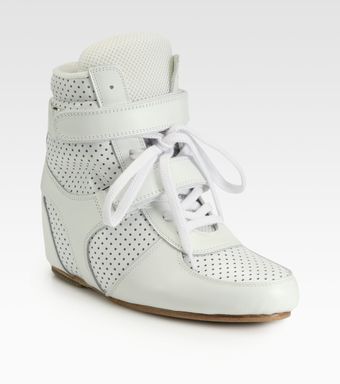 Junya Watanabe Double Strap Perforated Leather Wedge Sneakers - Lyst