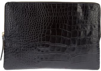 Lanvin Crocodile Effect Leather Clutch - Lyst