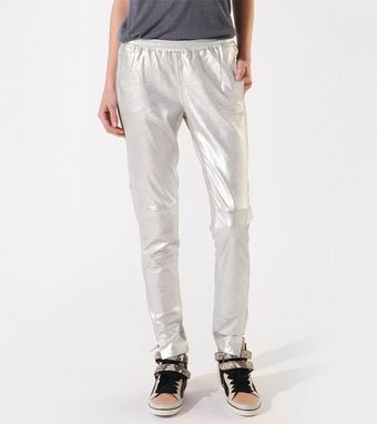 Maje Away Metallic Leather Pants - Lyst