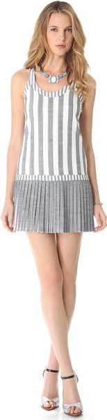 Milly Sarley Pleat Stripe Dress - Lyst
