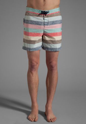 Penguin Printed Stripe Fixed Waist Volley Swim Short in Sherbert - Lyst