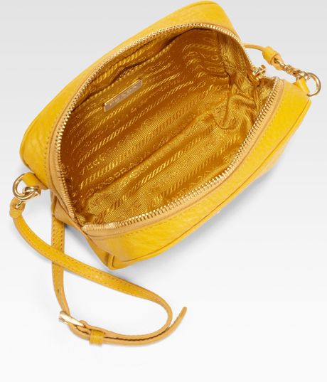 Prada Mini Vitello Daino Crossbody Bag in Yellow (mimosa) | Lyst