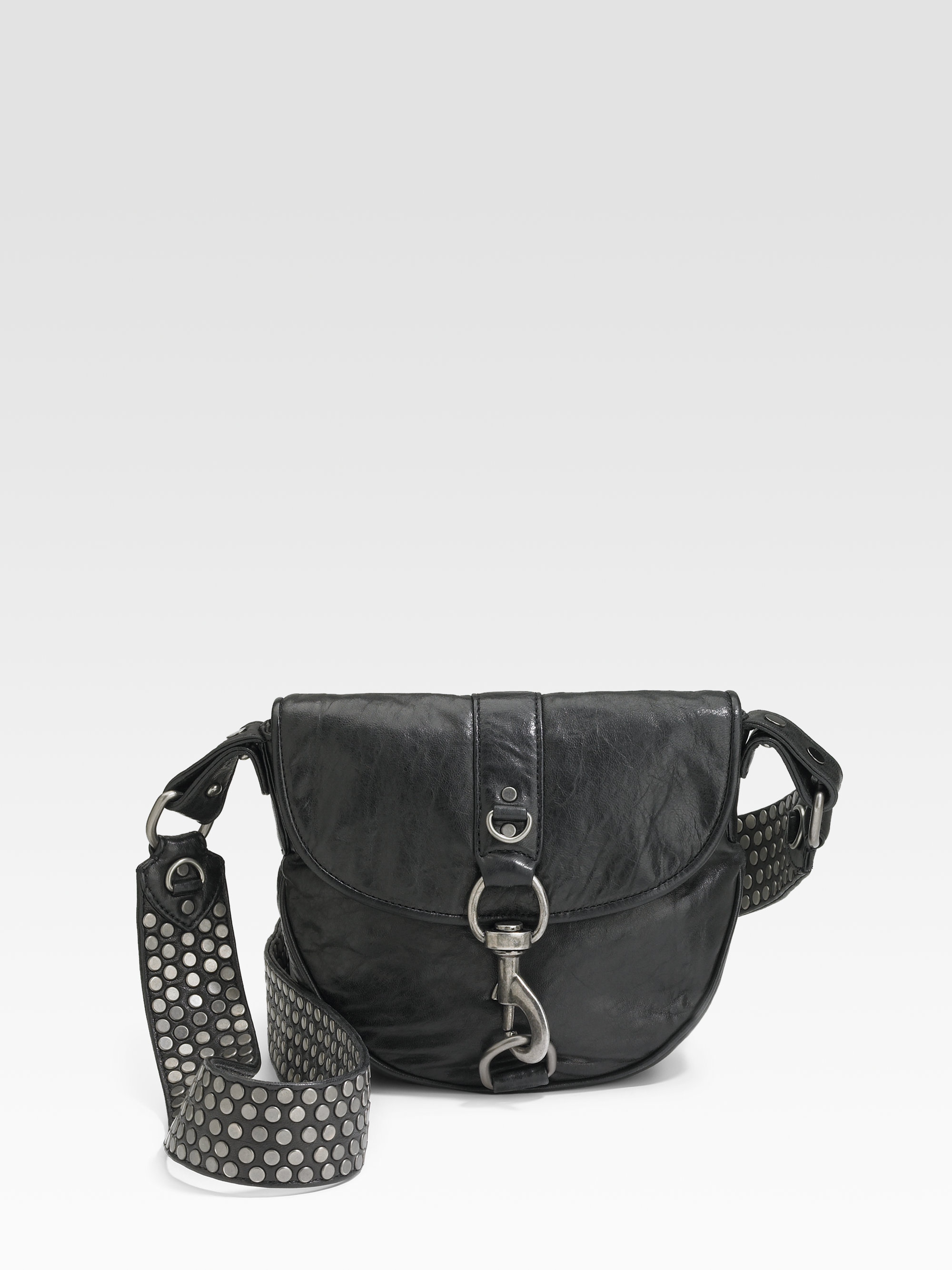 Rebecca Minkoff Lust Studded Strap Mini Crossbody Bag in Black | Lyst