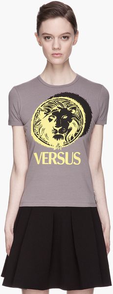 Versus  Grey Safety Pin and Logo Tshirt - Lyst