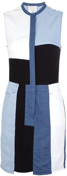 3.1 Phillip Lim Sleeveless Patchwork Denim Dress - Lyst