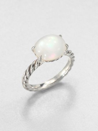 David Yurman Moonquartz and Sterling Silver Stack Ring - Lyst