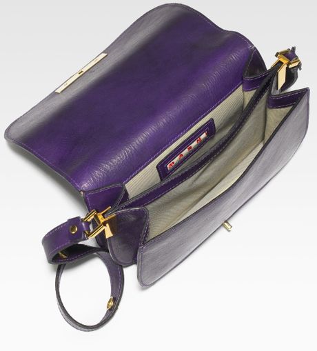 Marni Small Leather Crossbody Bag in Purple