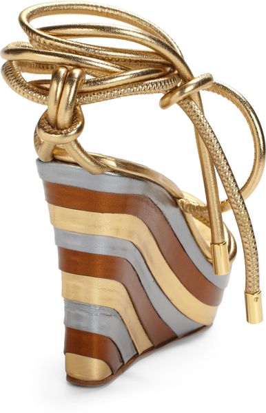 gold ankle tie flat sandals