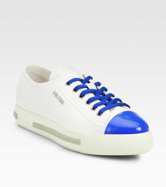 Prada Bicolor Leather Laceup Sneakers - Lyst