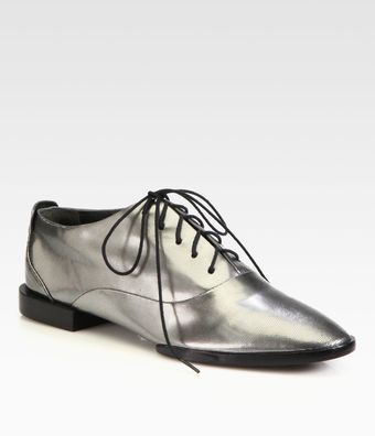 Alexander Wang Ingrid Pebbled Metallic Leather Laceup Oxfords - Lyst