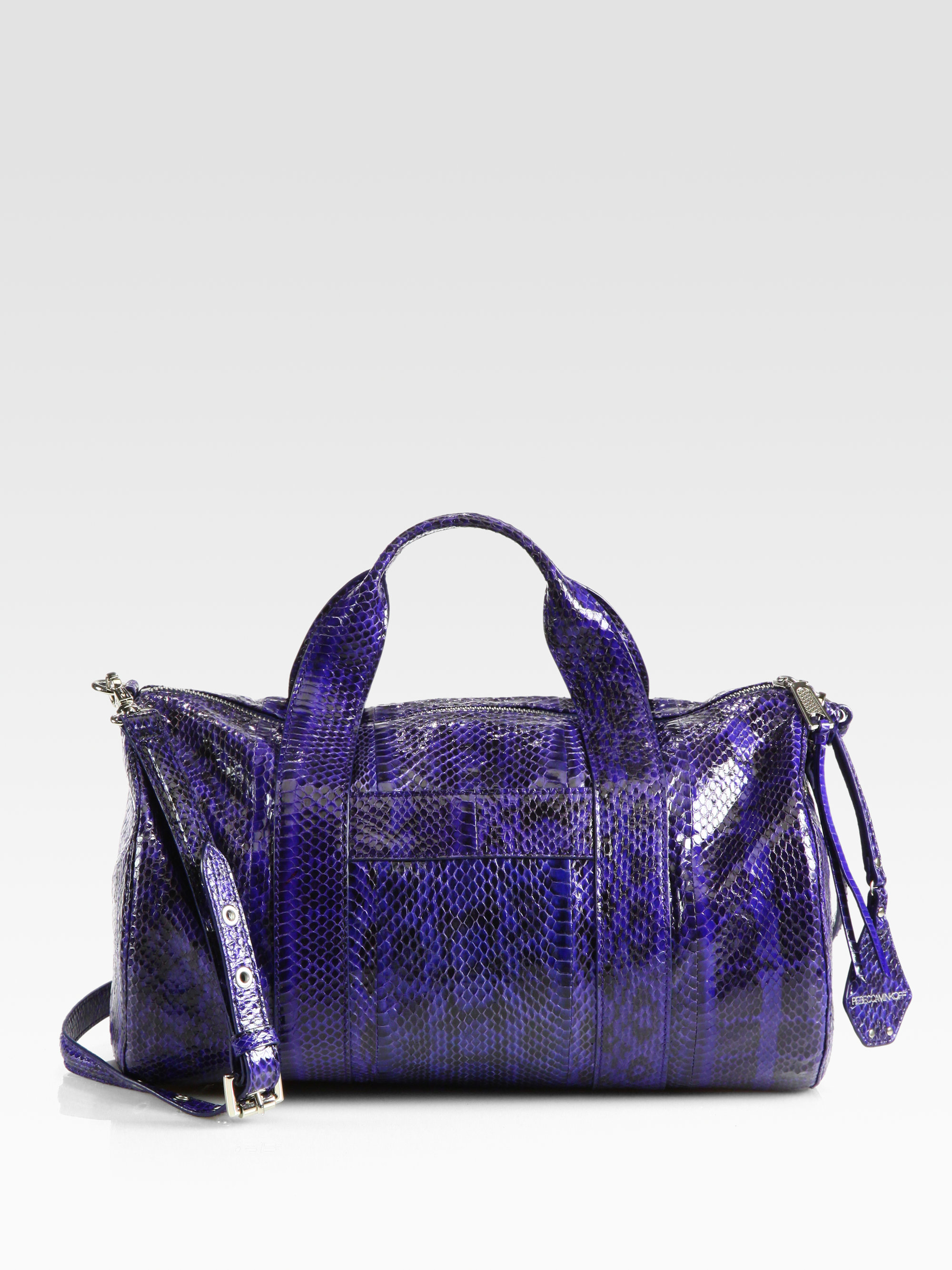 Rebecca Minkoff Ascher Snakeskin Duffle Bag in Blue (navy) Lyst