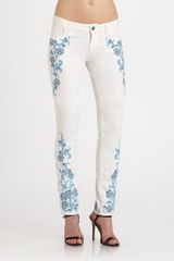 Alice + Olivia Floral Embroidered Jeans