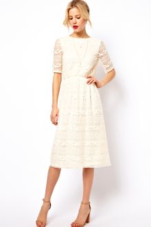 ASOS Collection Asos Midi Dress in Lace with Wrap Back - Lyst
