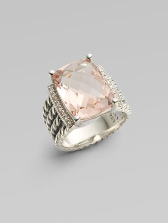 David Yurman Morganite Diamond Sterling Silver Ring - Lyst