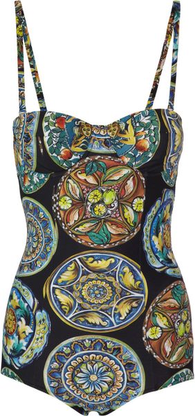 Dolce & Gabbana Printed Underwired Swimsuit - Lyst