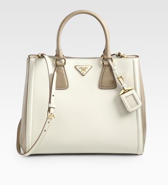Prada Saffiano Lux Bicolor Ew Tote - Lyst