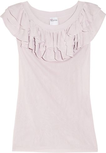 RED Valentino Ruffled Fine Knit Top - Lyst