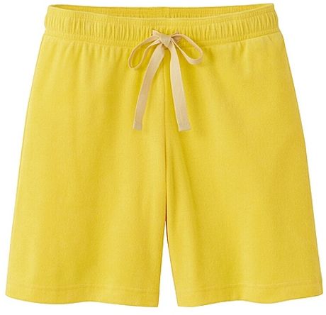 shorts yellow uniqlo pile knee length