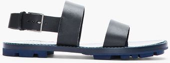 Jil Sander Black Navy Leather Sandals - Lyst