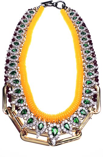Venna Tear Drop Crystal and Yellow Cord Necklace - Lyst