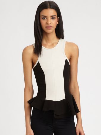Aiko Contrast Peplum Top - Lyst