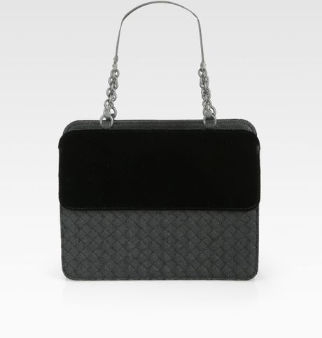 veneta bottega woven velvet shoulder leather bag