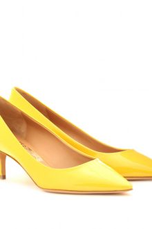 Ferragamo Susi Patent Leather Kitten Heel Pumps - Lyst