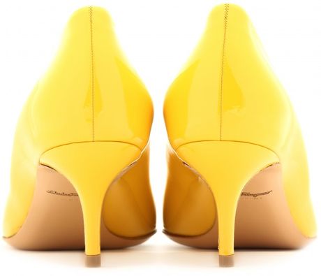 yellow leather pumps