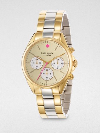 Kate Spade Twotone Chronograph Watch - Lyst