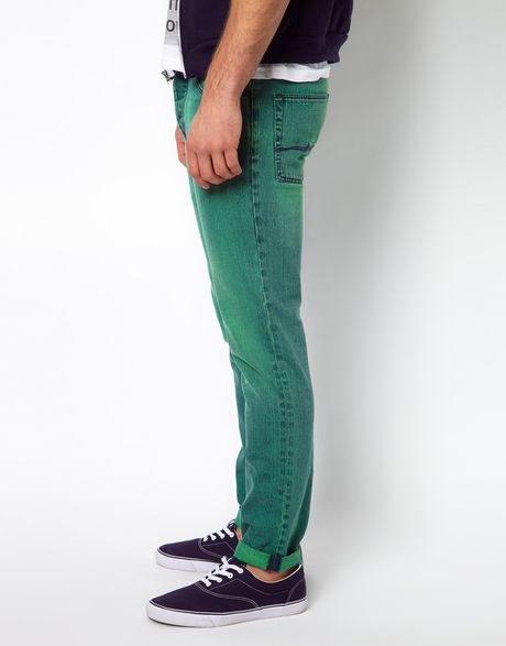 green acid wash jeans