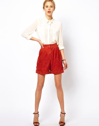 Asos White Suede Longline Shorts - Lyst