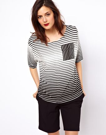 Asos T Shirt in Stripe with Pocket Detail - Lyst