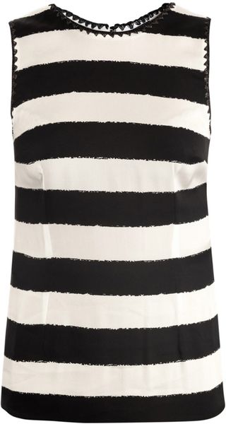 Dolce & Gabbana Raffia Edge Silk Top - Lyst