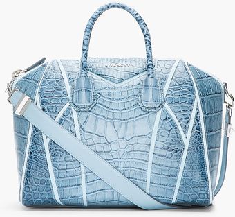 Givenchy Medium Blue Crocembossed Leather Antigona Duffle Bag - Lyst