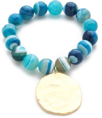 Kenneth Jay Lane Agate Bead Coin Stretch Bracelet - Lyst
