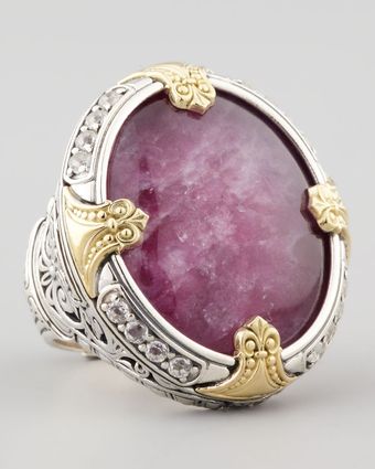 Konstantino Round Silver 18k Gold Ruby Quartz Doublet Ring - Lyst