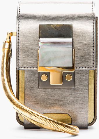 Lanvin Silver Coated Calfskin Partition Camera Bag - Lyst