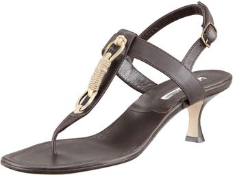 Manolo Blahnik Aretrimod Thong Sandal Brown - Lyst
