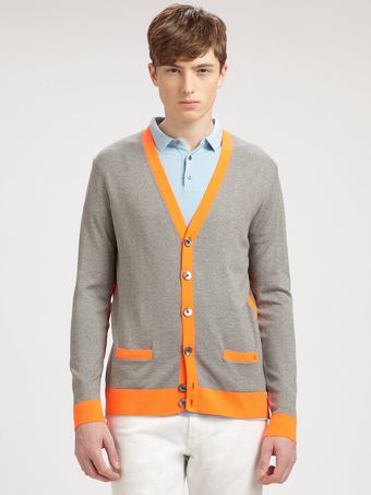 Marc By Marc Jacobs Silk Cotton Cashmere Contrasttrimmed Cardigan - Lyst