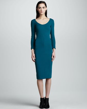 Narciso Rodriguez Pebble Crepe Jersey Dress Peacock - Lyst